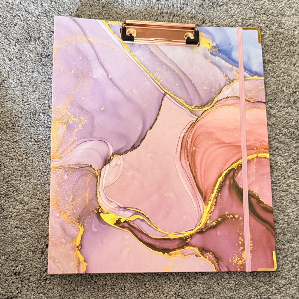 Abstract Marble Clipboard with Gold Accents
